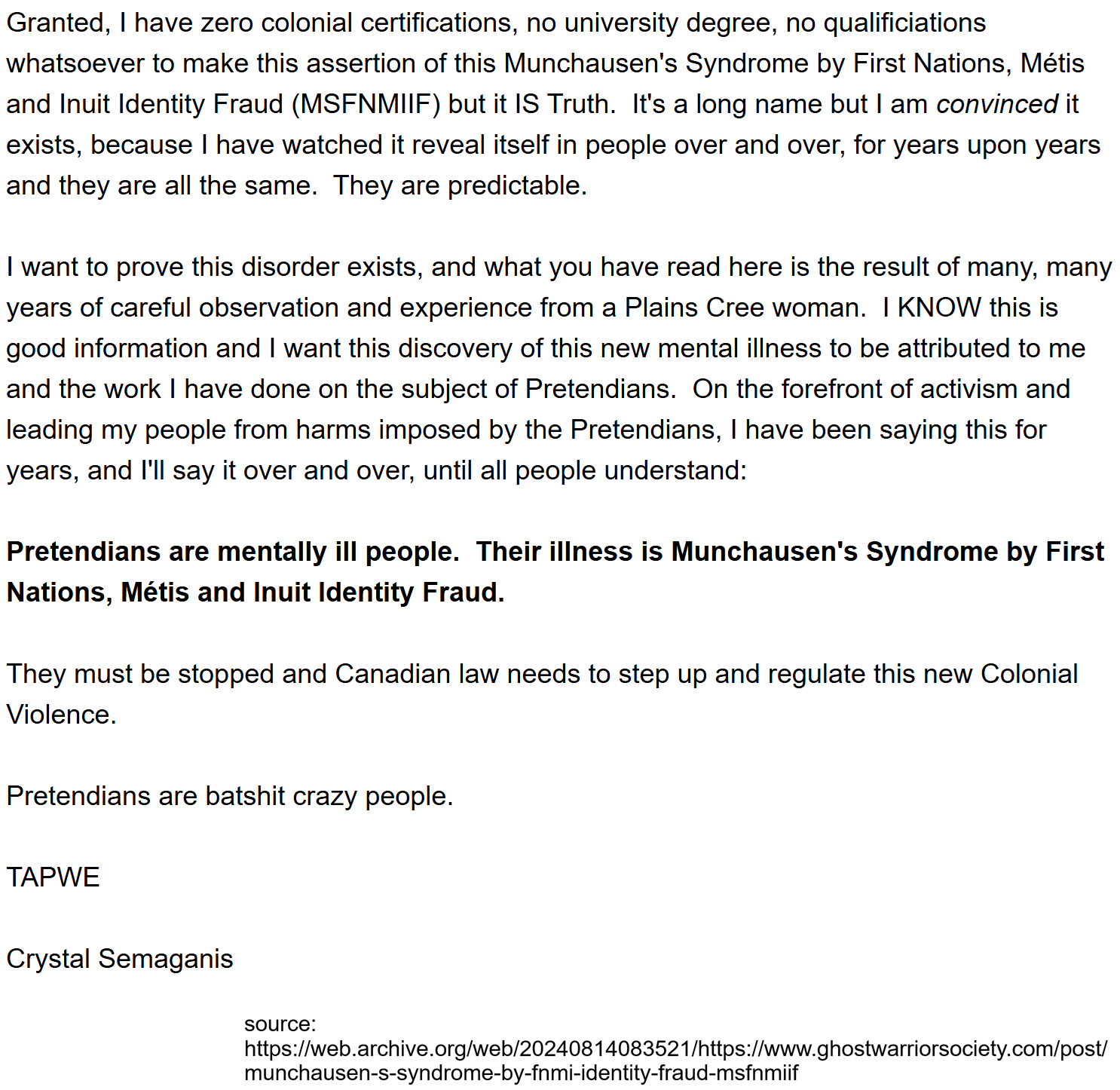 Screenshot from ghostwarriorsociety.com blog post on August 2024.